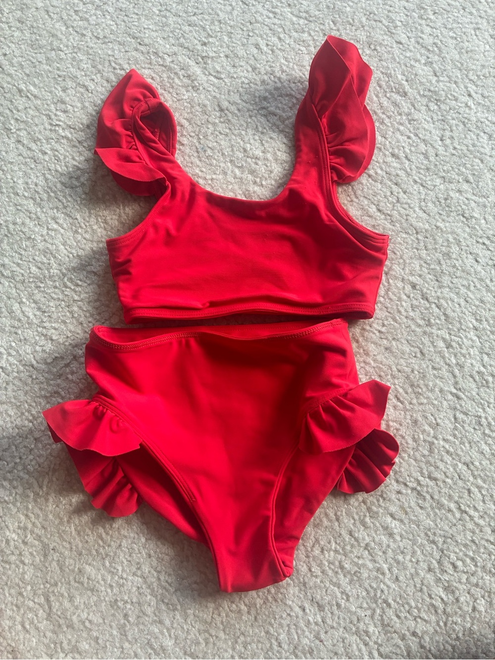 Alice and Ames Red Ruffle Two-Piece Swim Bikini